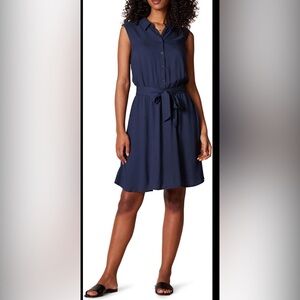 Amazon Essentials Blue Sleeveless Shirt Dress Size L